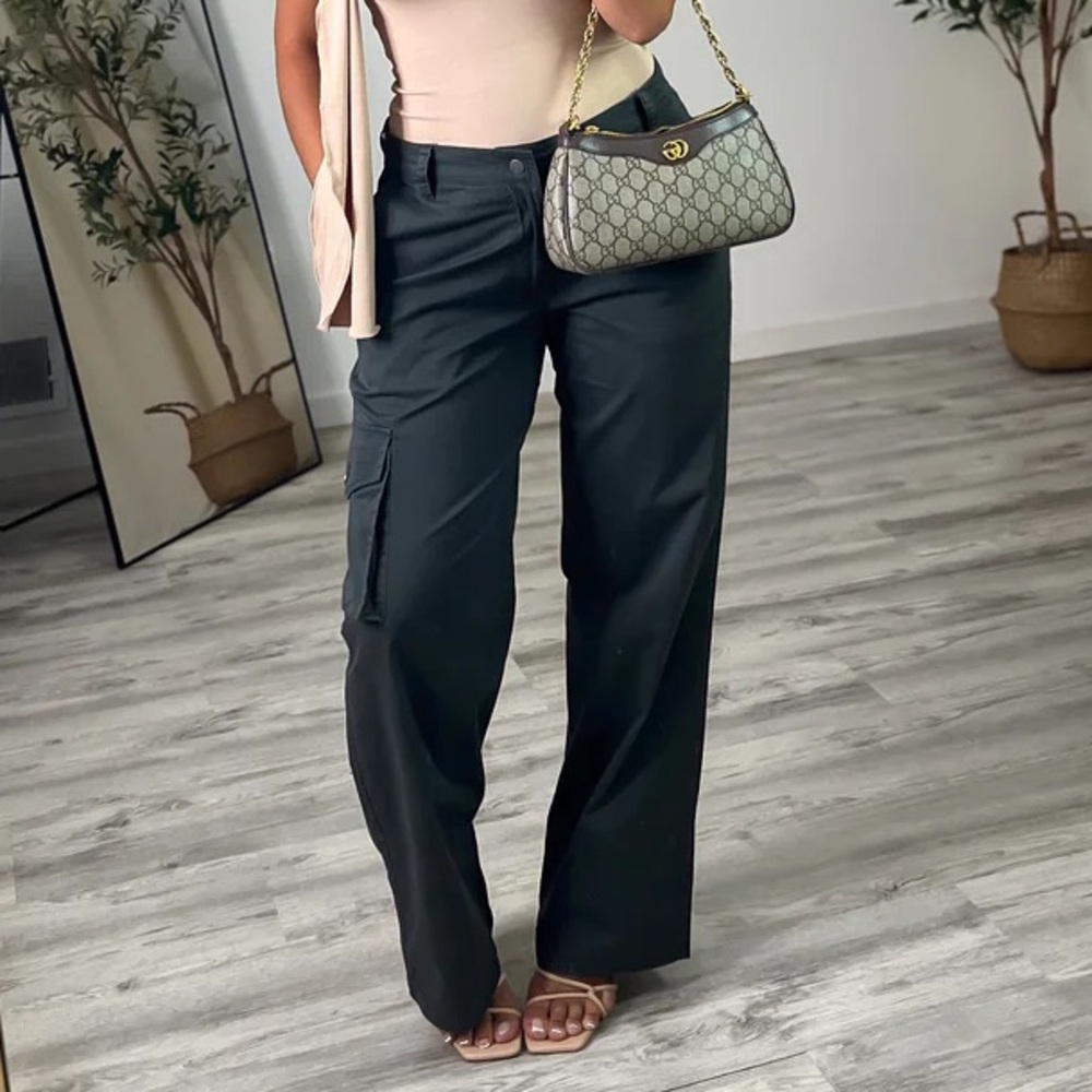 Grey cargo Wide-Leg Pants